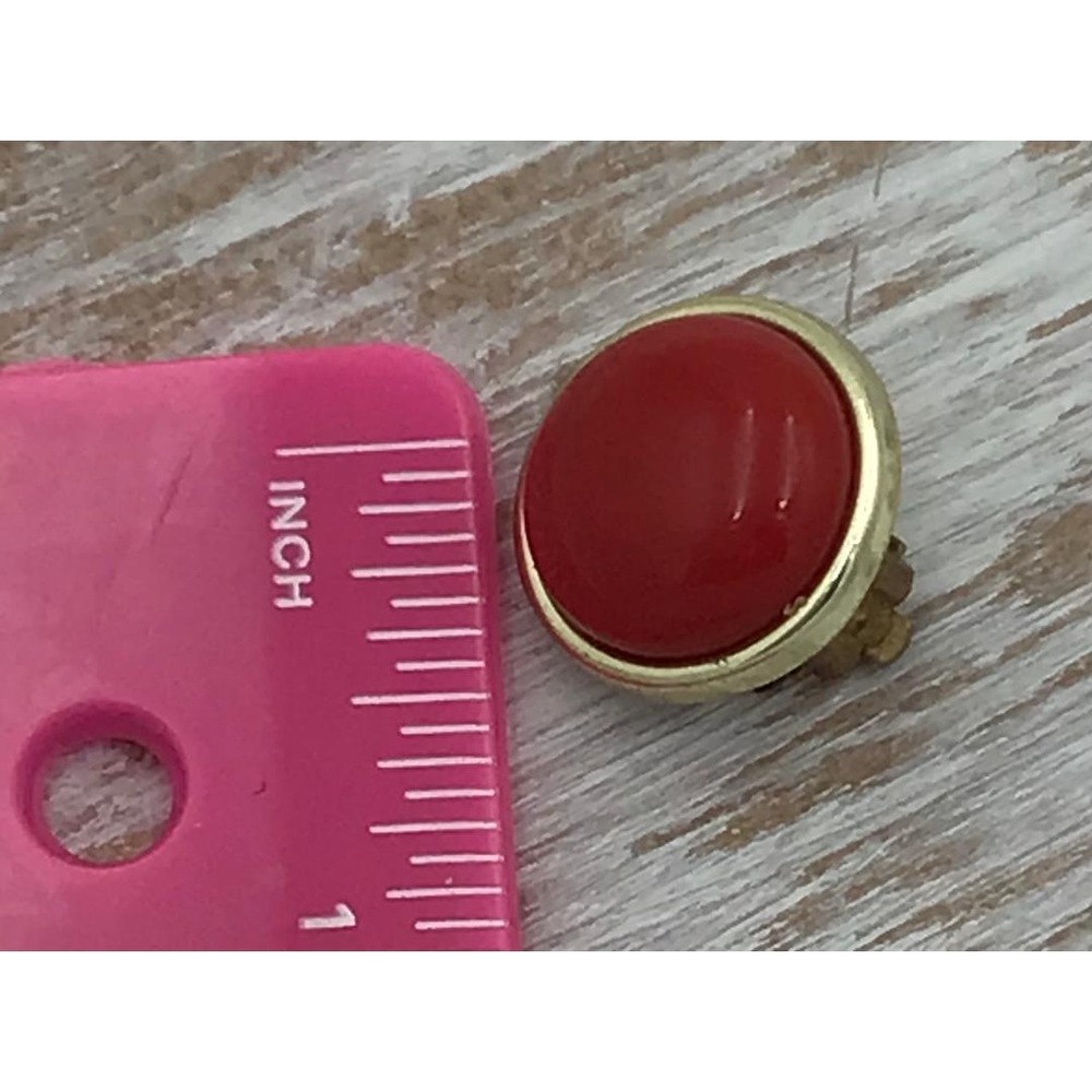 Vintage Clip On Earrings Bundle Red Cabochon Gold Tone‎ Faux Pearl Rope Border - Picture 4 of 9